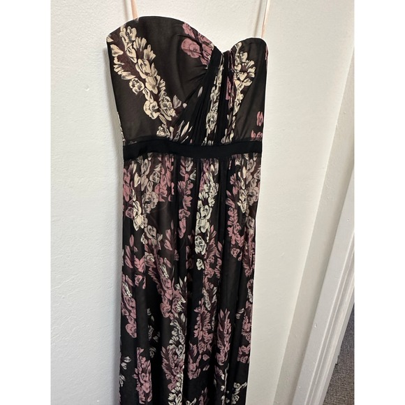 BCBGMAXAZRIA Black Floral Print Strapless Maxi Dress Women's Size 2 - Picture 7 of 10